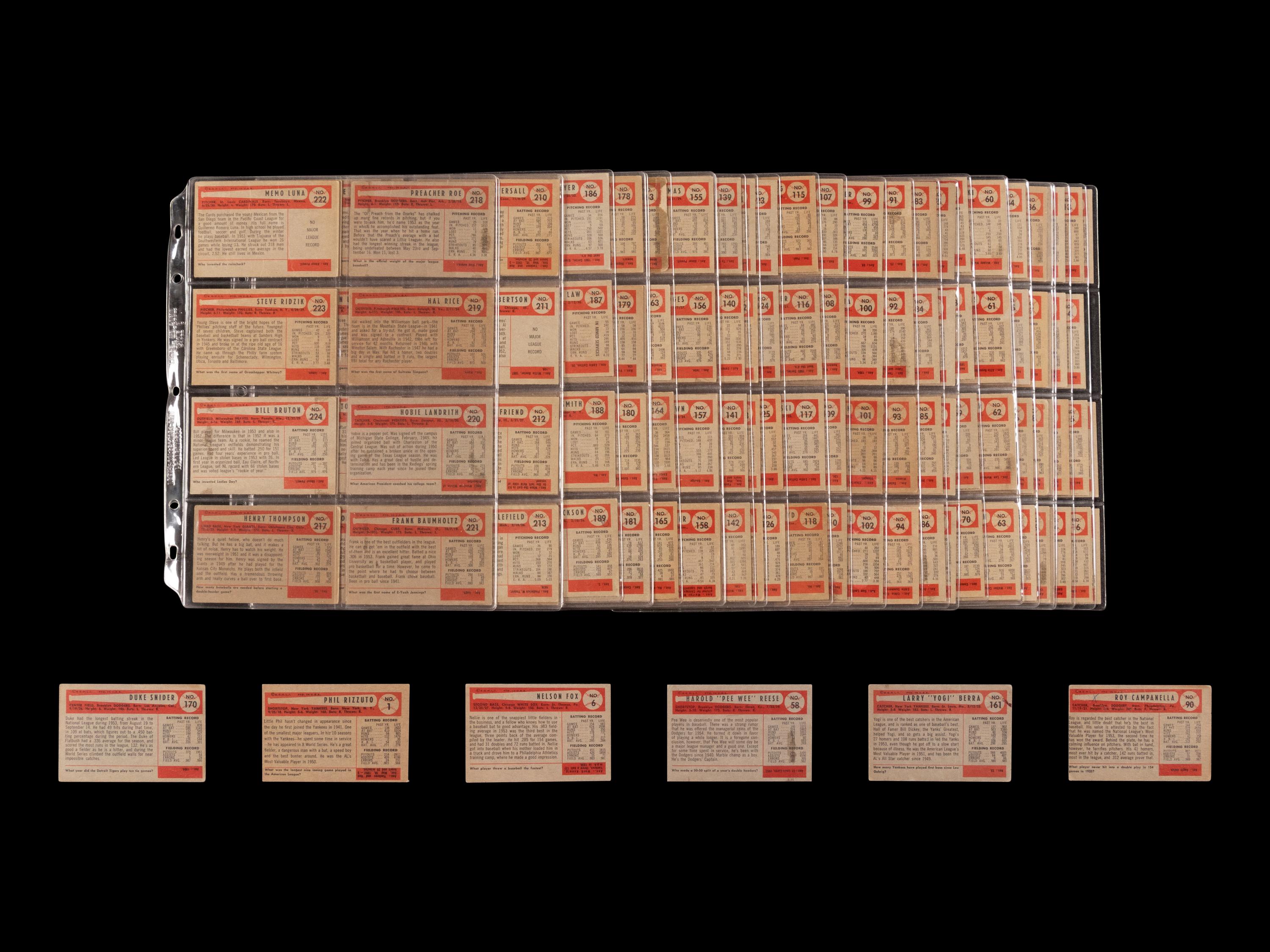 A Near Set of 1954 Bowman Baseball Cards (221/224)