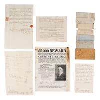 [AMERICANA]. Antebellum letters, First Day Covers, arrest warrant, rewards poster, and more.