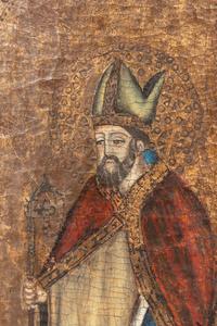 A Continental Painted and Parcel Gilt Triptych