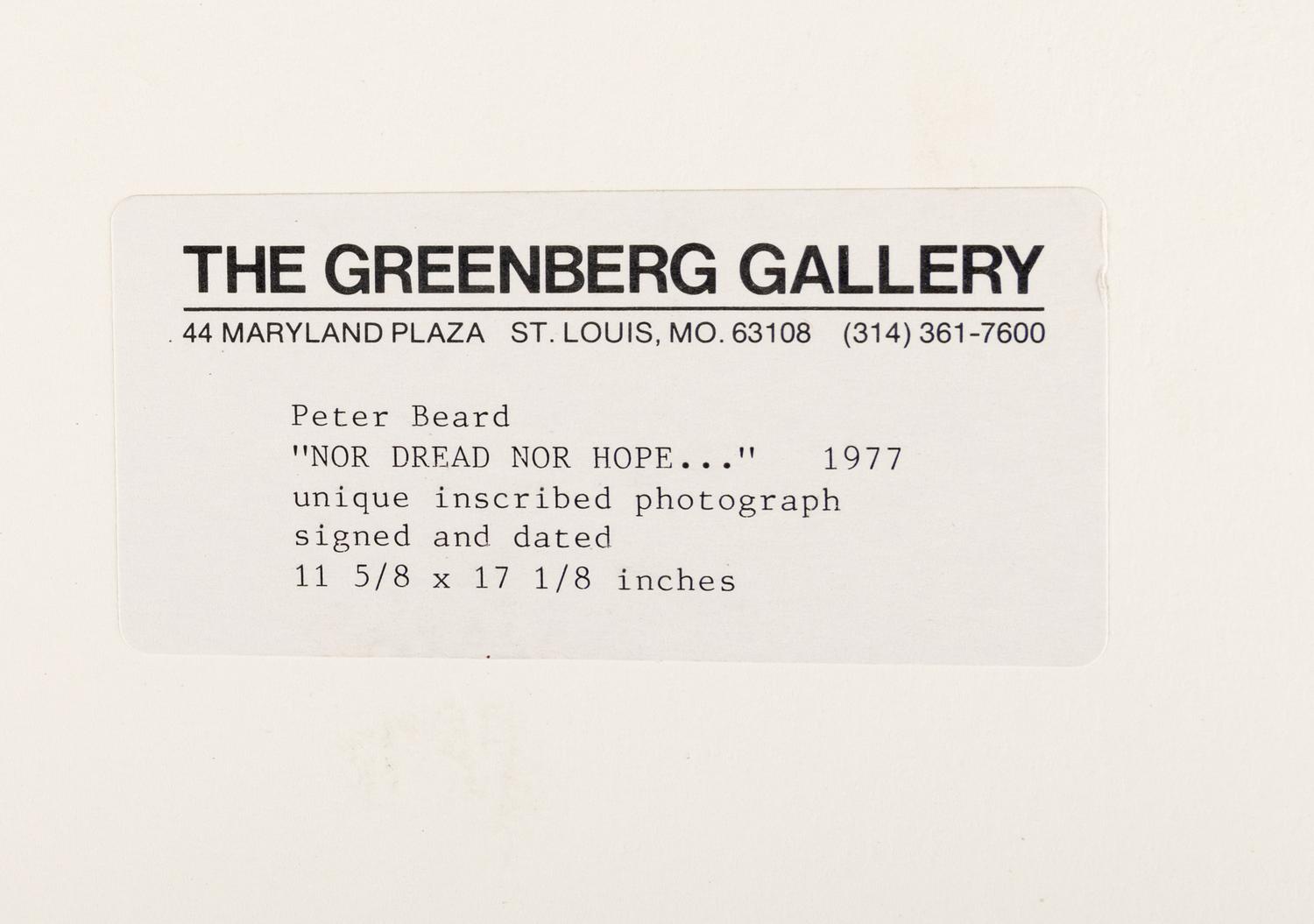 Nor Dread, Nor Hope Attend (from The End of the Game ), 1977