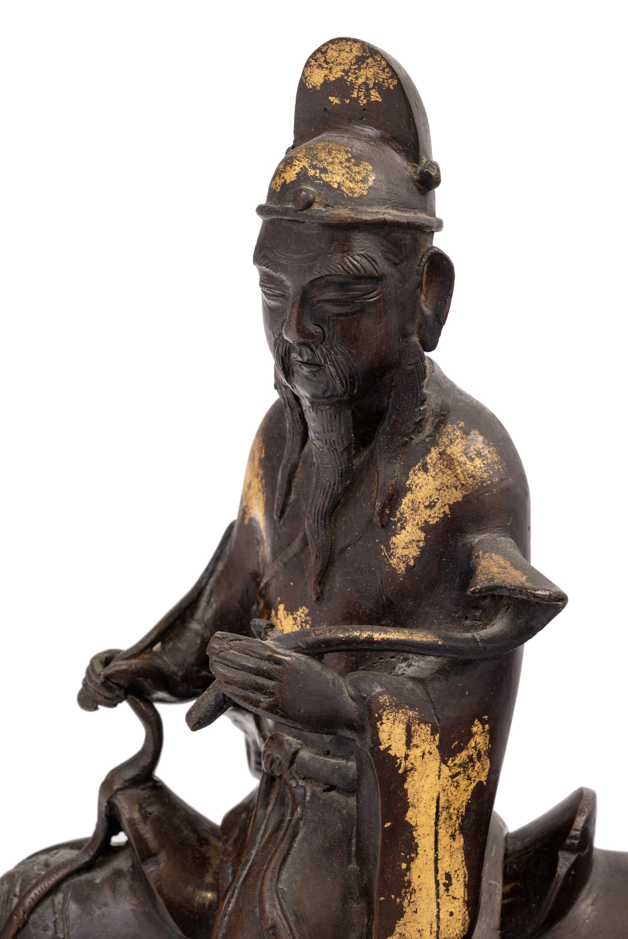 A Large Japanese Parcel Gilt Bronze Figural-Form Incense Burner