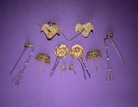 Five Pairs of Kingfisher Feather and Jadeite Embellished Hairpins