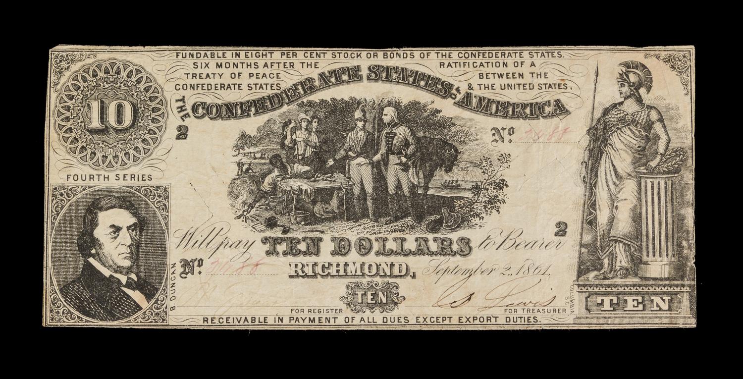 A Confederate States of America 1861 T-30 $10 Note