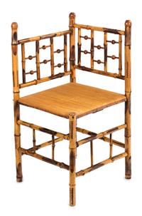Three Victorian Bamboo Corner Chairs Height of first 36 inches.