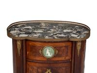 A Louis XV/XVI Transitional Style Gilt Bronze Mounted Parquetry Marble-Top Side Table