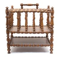 An English Spindle Turned Mahogany Canterbury Height 18 x width 17 1/4 x depth 14 1/2 inches. — 19TH CENTURY