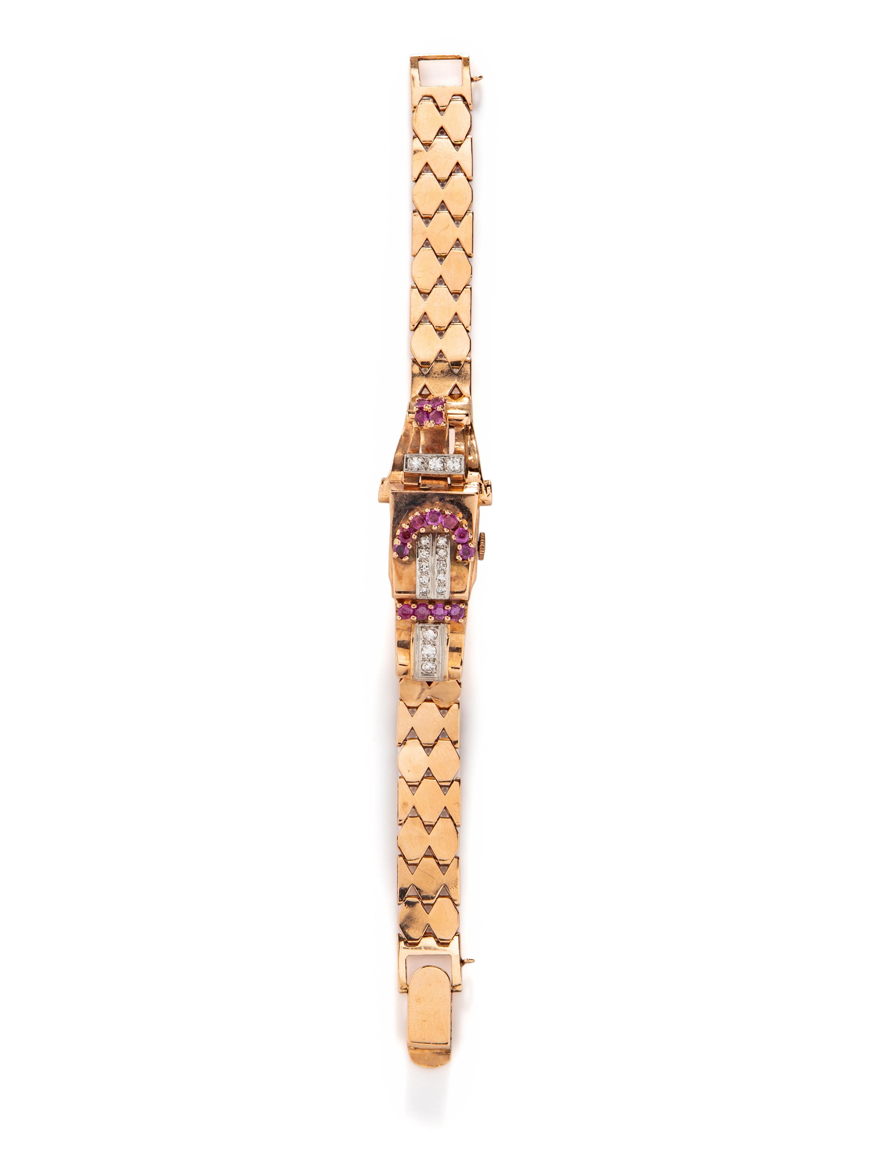 RETRO, RUBY, DIAMOND, AND ROSE GOLD SURPRISE WATCH