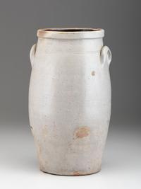 A Six-Gallon Cobalt Decorated Stoneware Churn