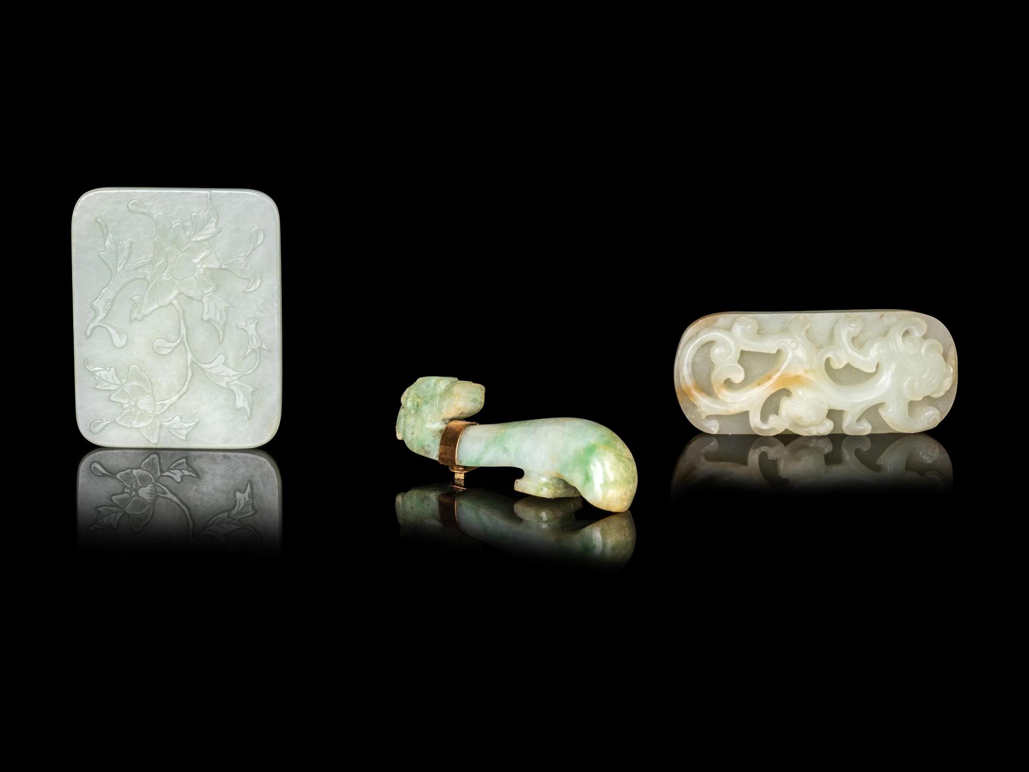 Three Chinese Jade and Jadeite Belt Ornaments