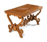 A North Italian Bone-Inlaid Walnut Table