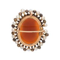 FRENCH, VICTORIAN, HARDSTONE CAMEO, DIAMOND AND PEARL PENDANT/BROOCH
