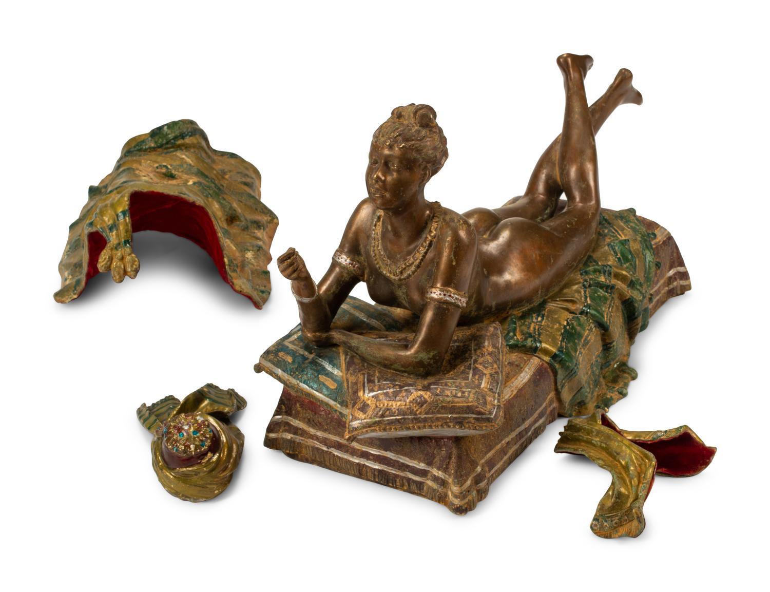 Louis Hottot (French, 1829-1905) Erotic Mechanical Figure cold-painted bronze