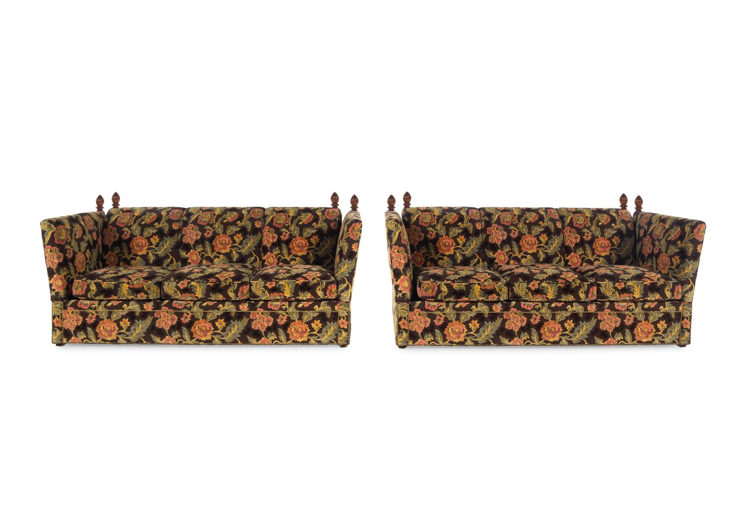 A Pair of Velvet-Upholstered Knole Sofas