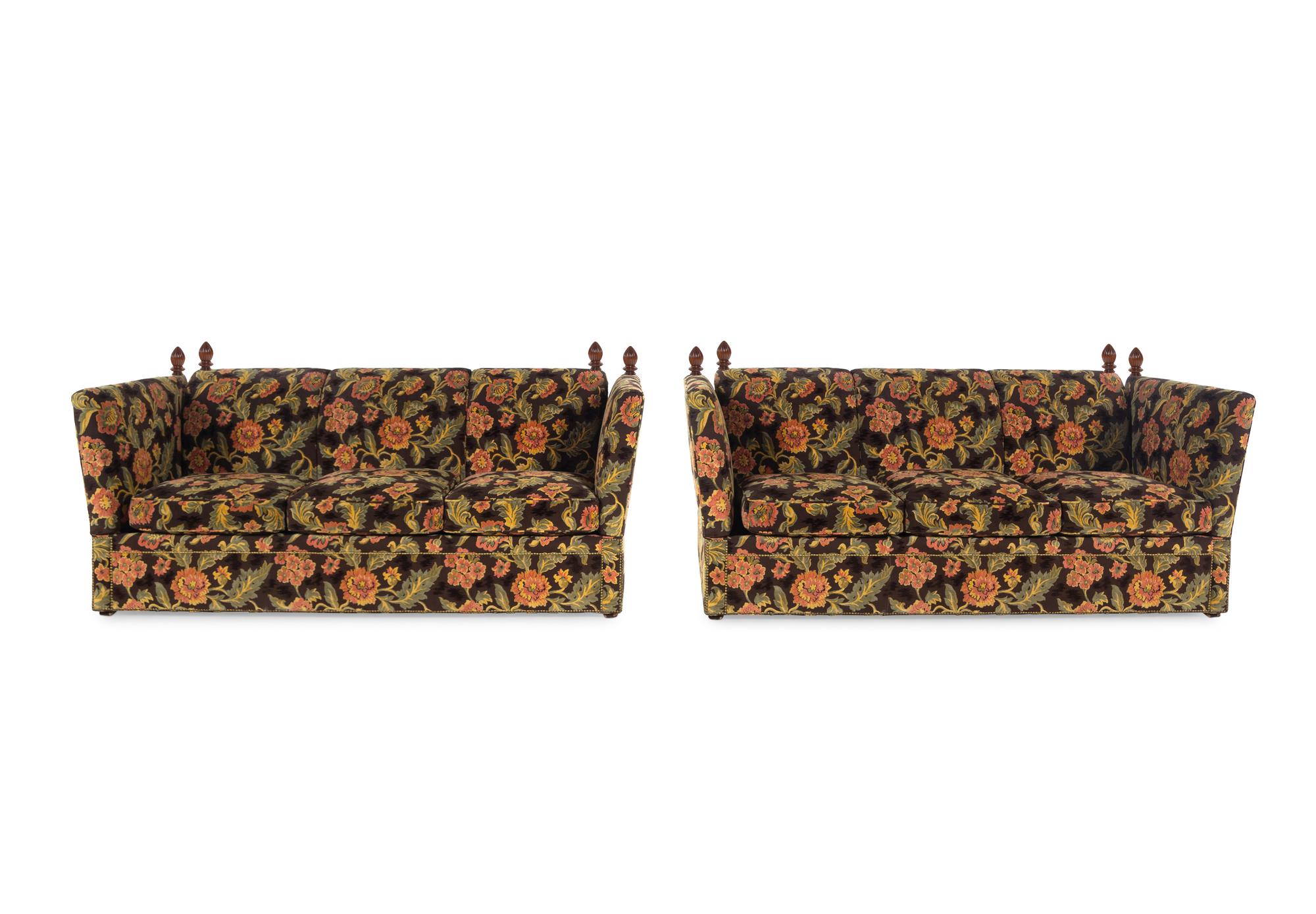 A Pair of Velvet-Upholstered Knole Sofas