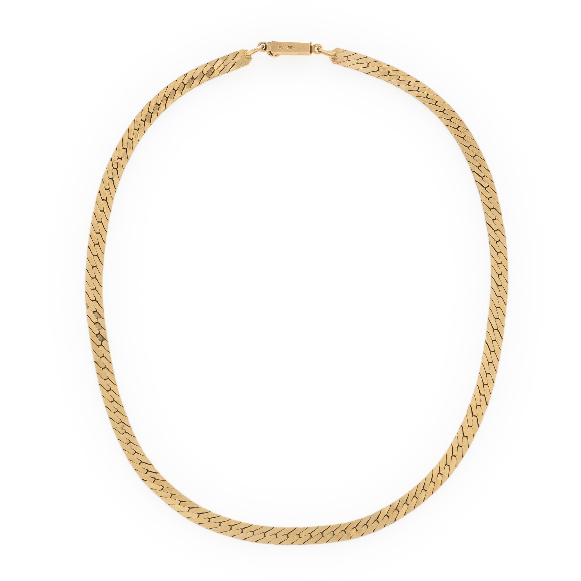 Yellow Gold Herringbone Necklace