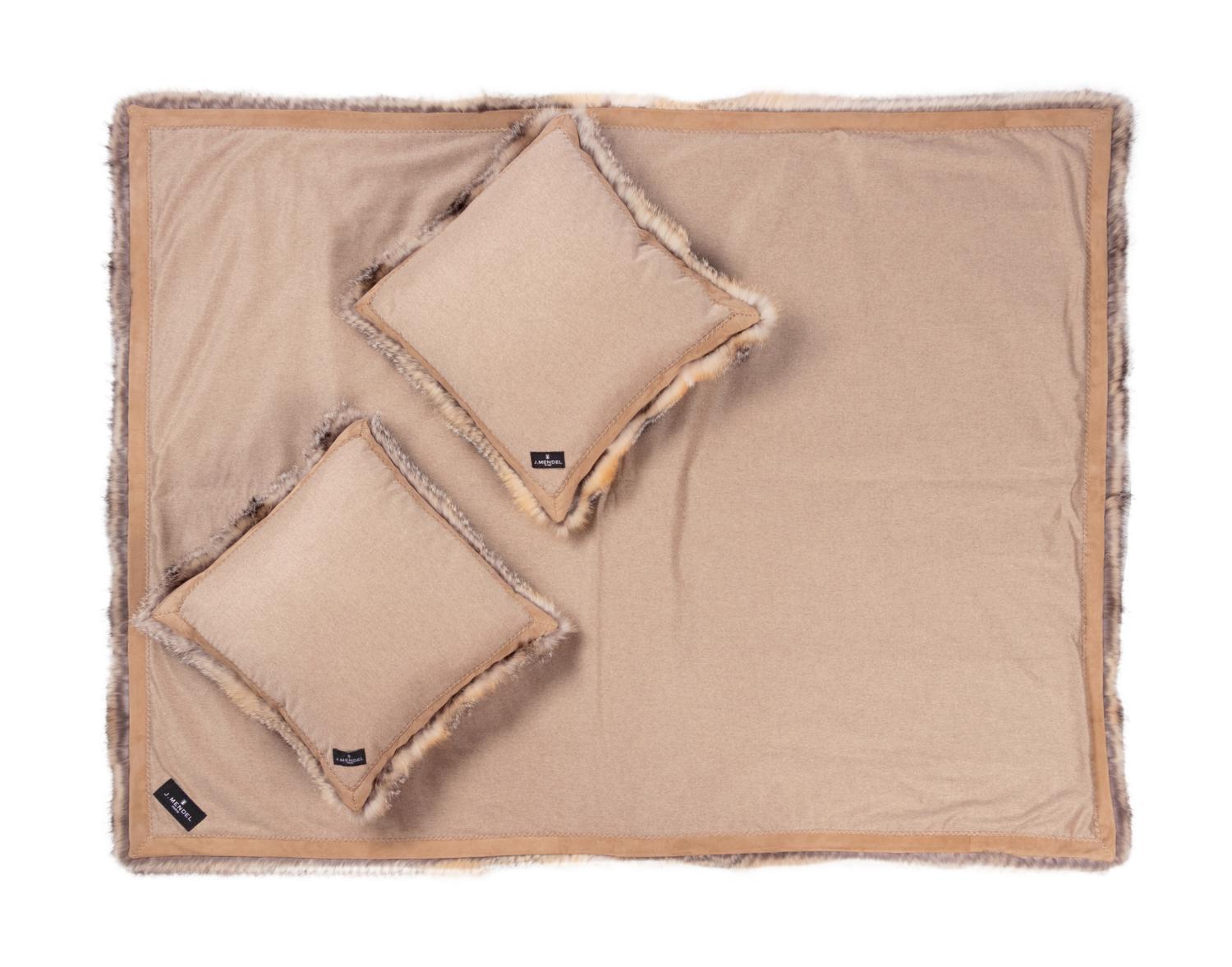 J. Mendel Fox Fur Matching Pillows and Blanket