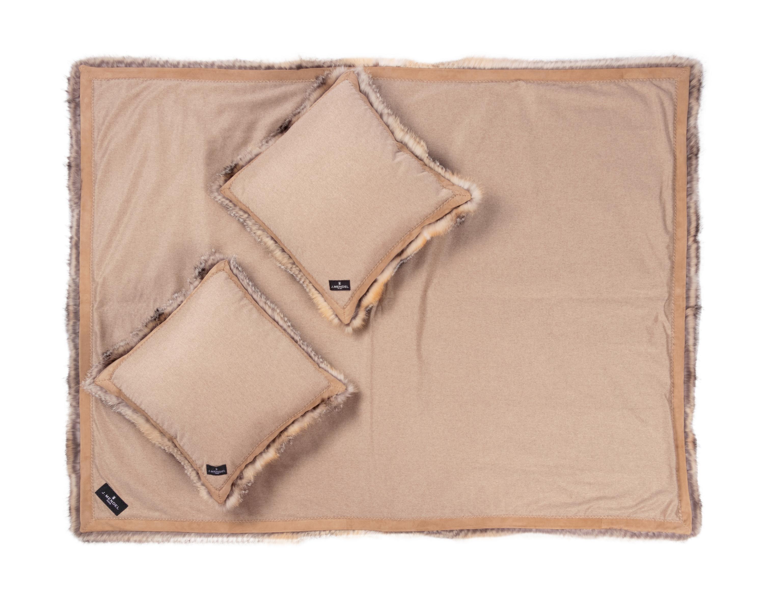J. Mendel Fox Fur Matching Pillows and Blanket
