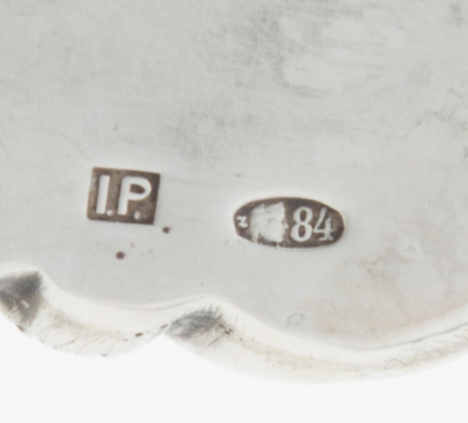 A Russian Silver Hippopotamus, Maker's Mark I.P., 20th Century, with cabochon inset eyes.