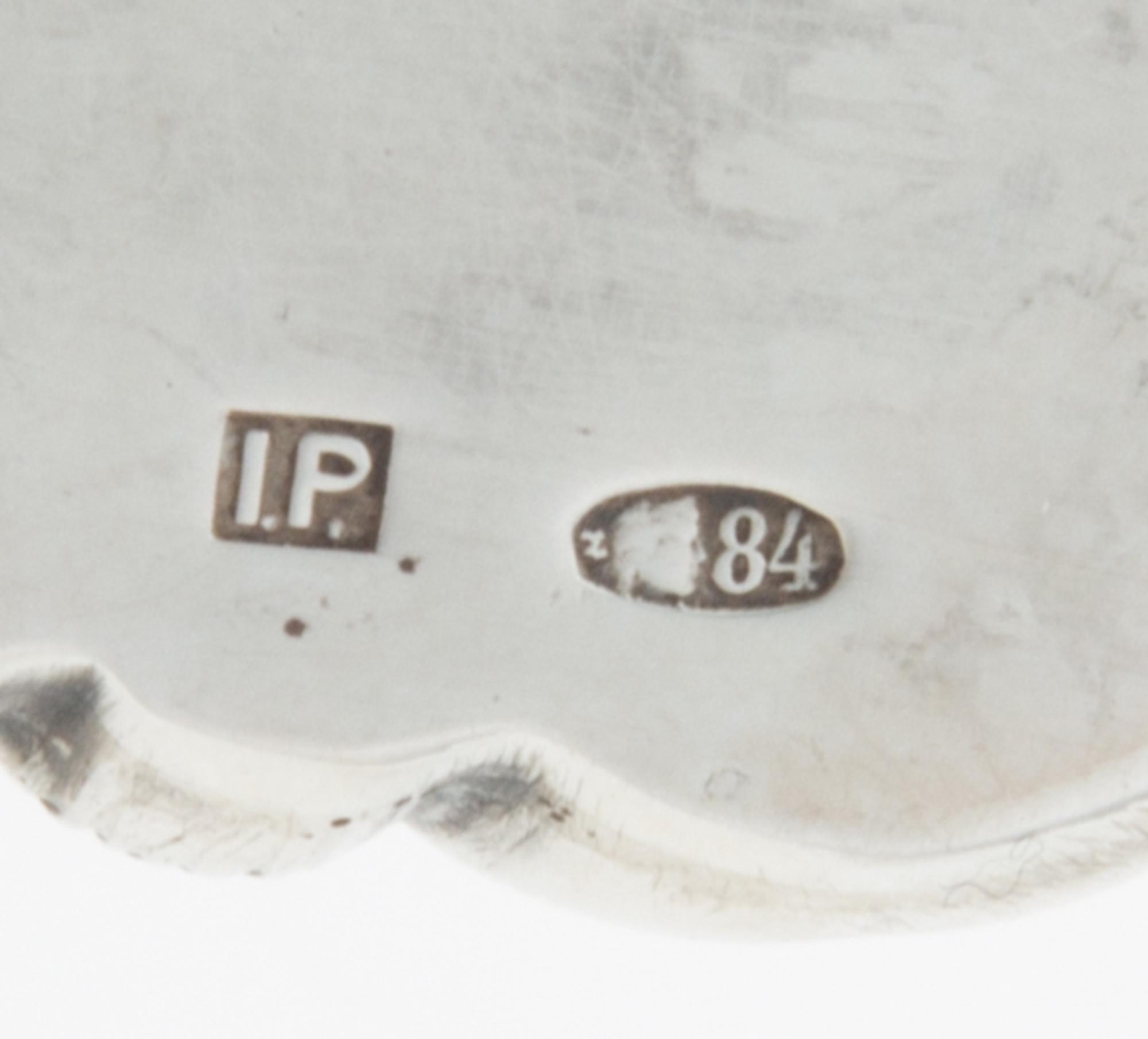 A Russian Silver Hippopotamus, Maker's Mark I.P., 20th Century, with cabochon inset eyes.