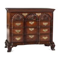 A Chippendale Style Shell-and-Block Carved Mahogany Chest of Drawers