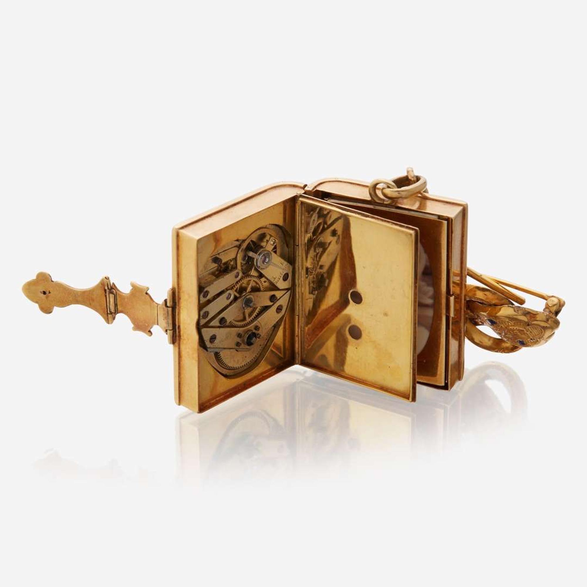 A fourteen karat gold and enamel keepsake pendant watch, Swiss