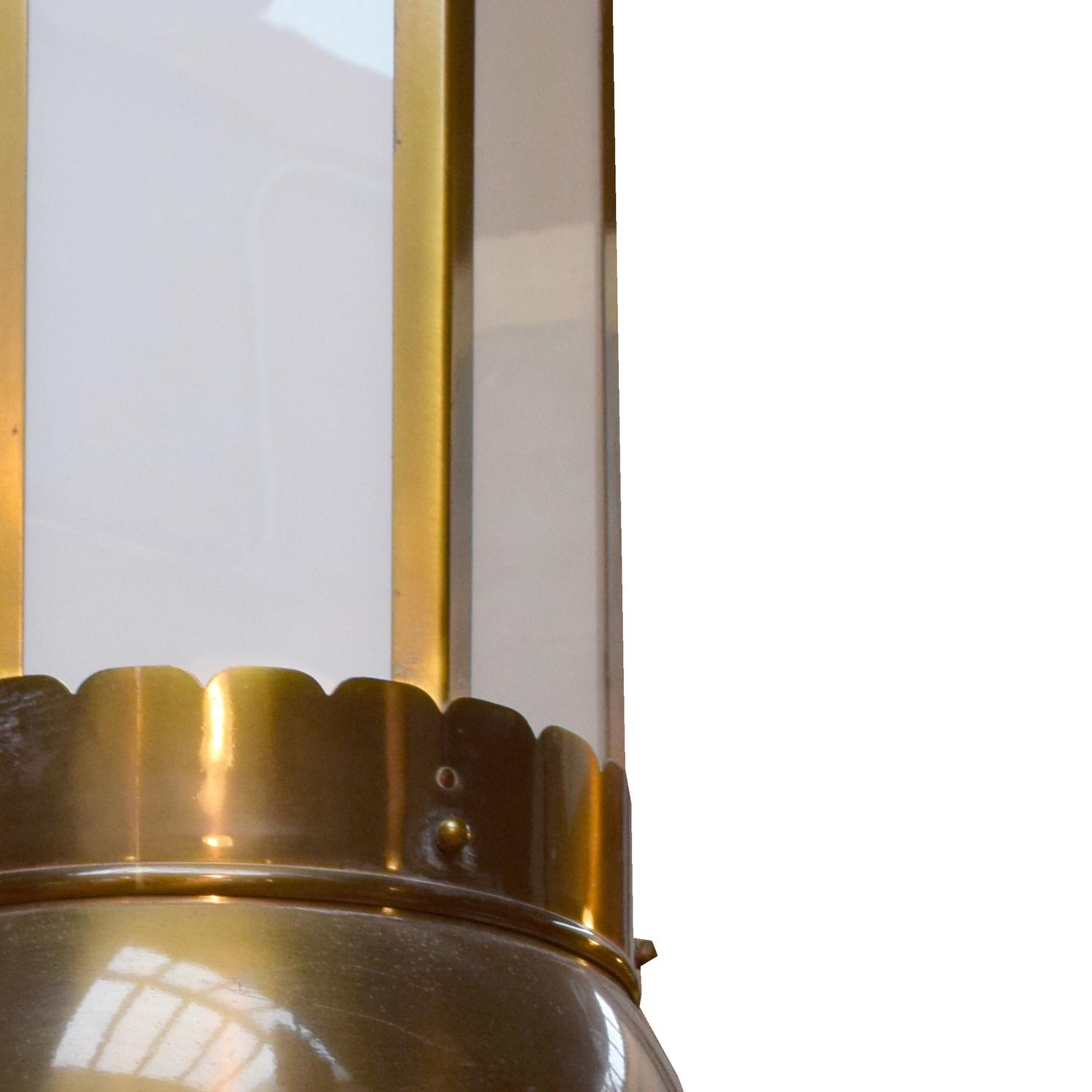 A Set of Four Brass and Glass Light Fixtures 13" W x 13" D x 37" H — United States, Circa 1920