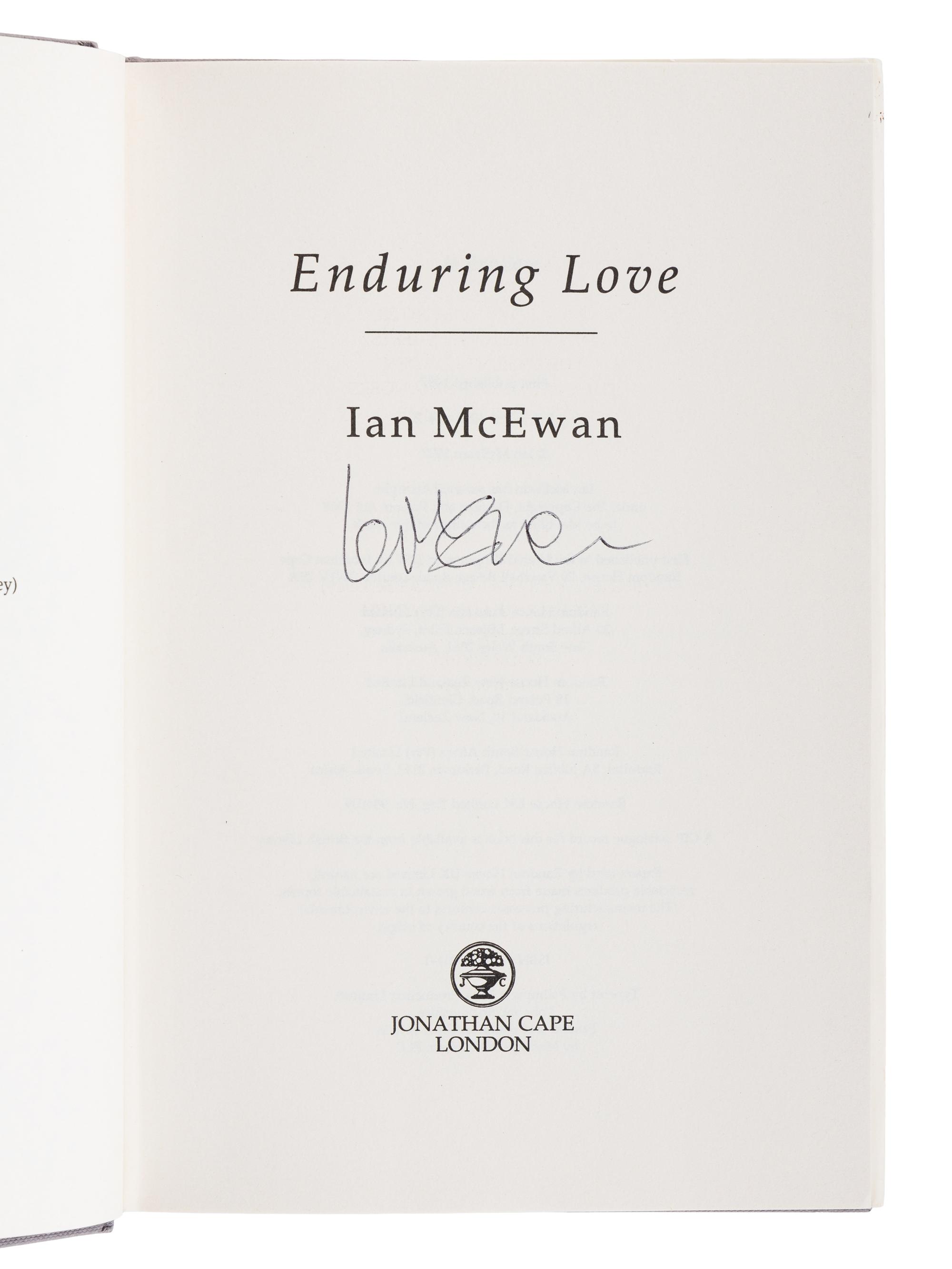 McEWAN, Ian (b. 1948). Enduring Love . London: Jonathan Cape, 1997.