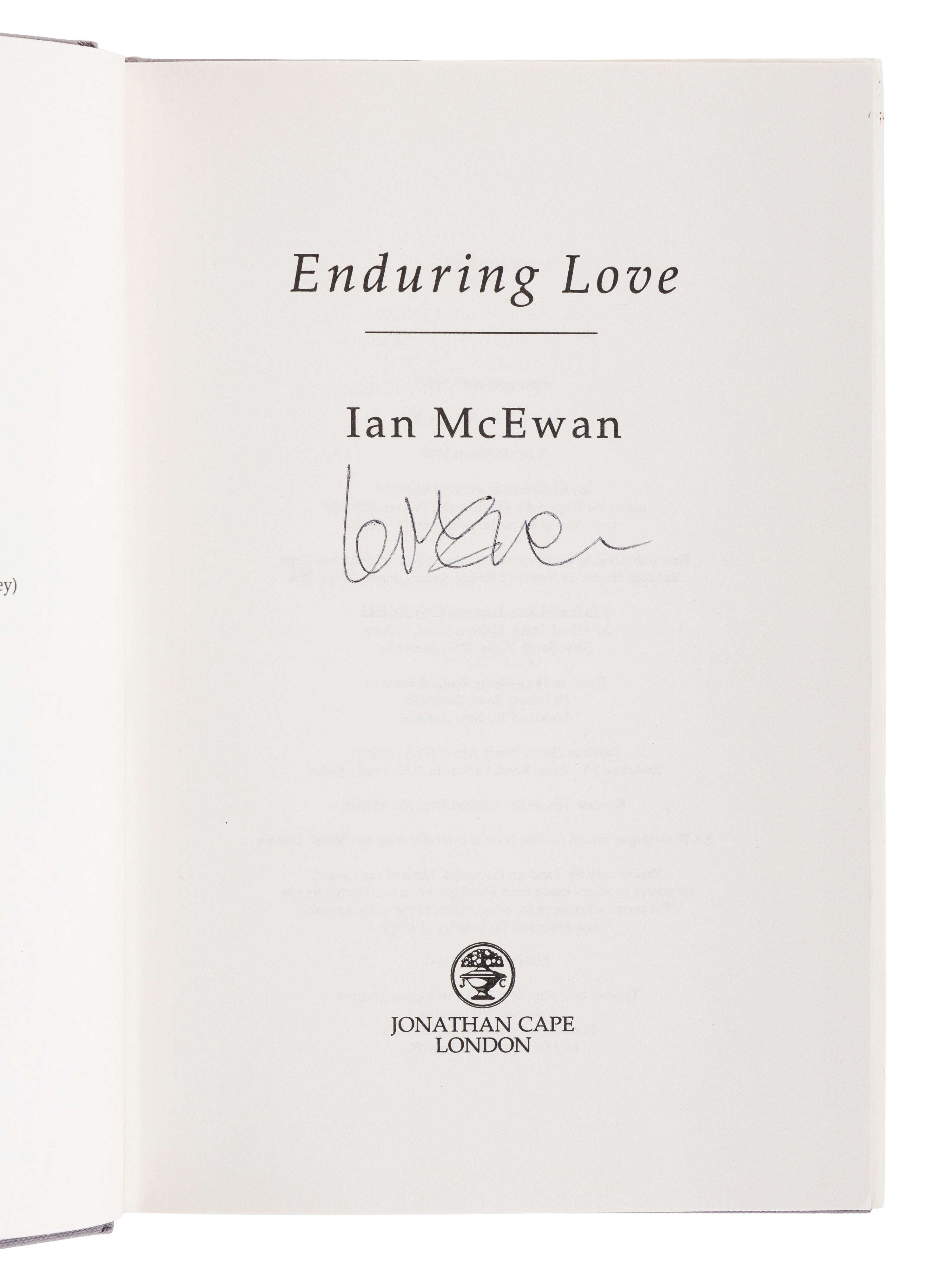 McEWAN, Ian (b. 1948). Enduring Love . London: Jonathan Cape, 1997.