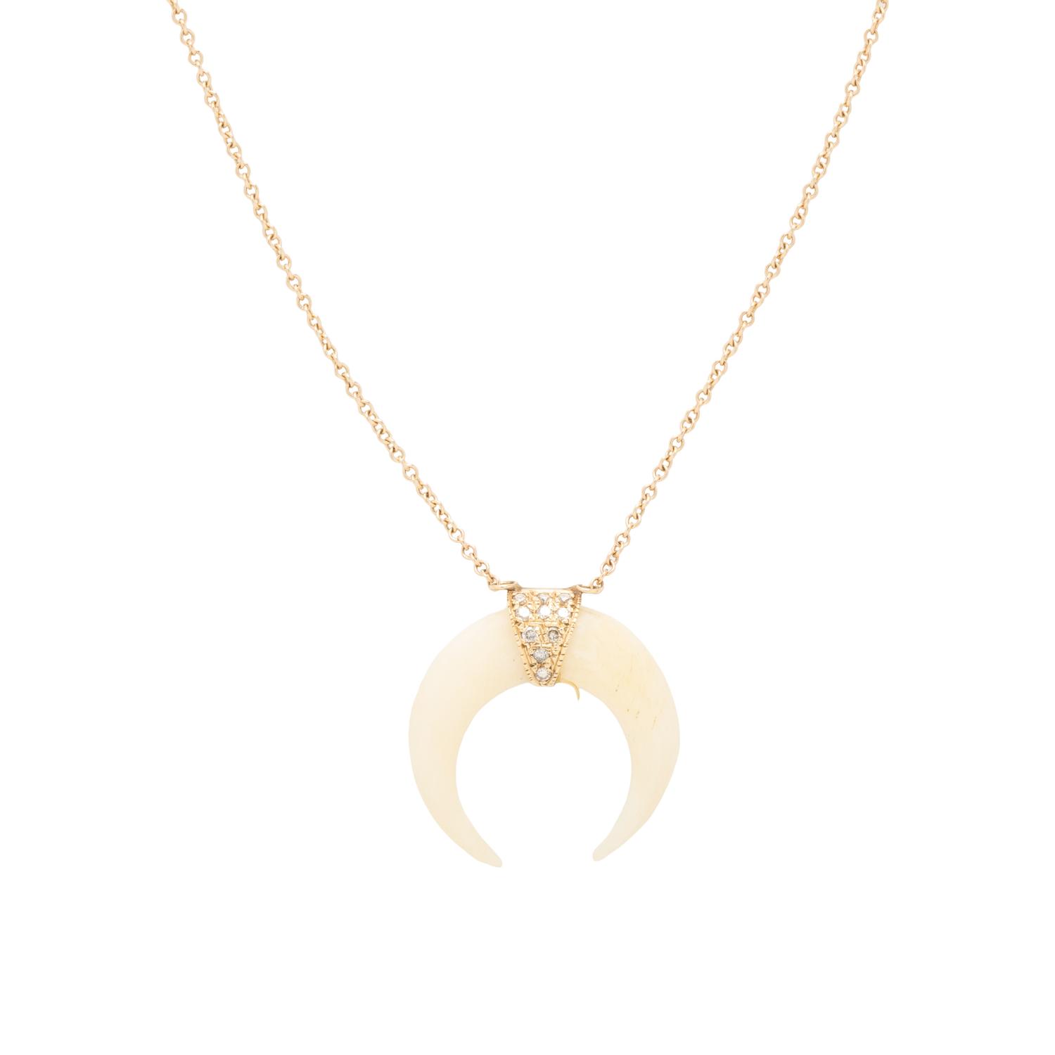 YELLOW GOLD, DIAMOND AND BONE NECKLACE AND BRACELET