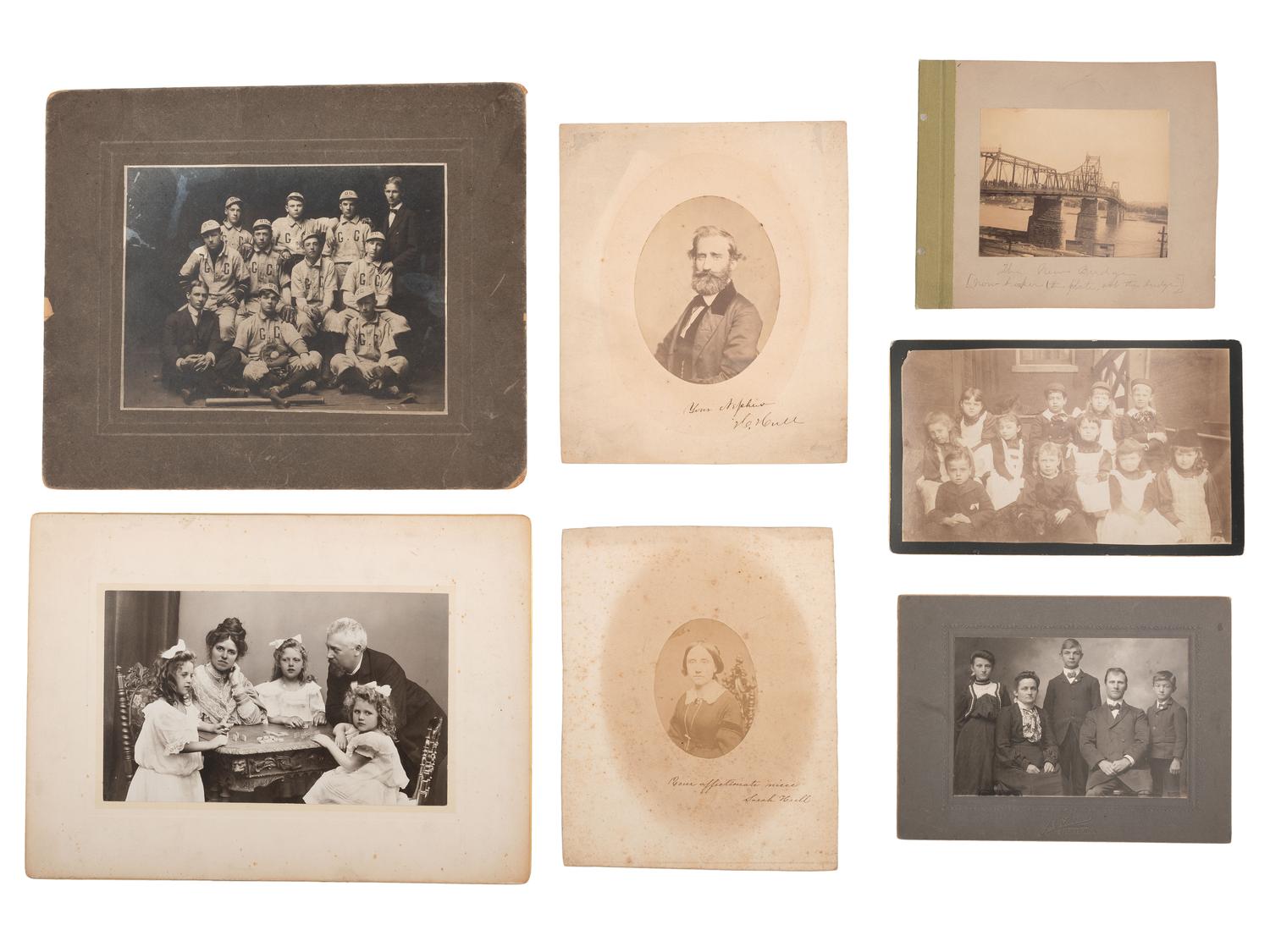 [EARLY PHOTOGRAPHY]. Large collection of mostly paper photographs incl. cabinet cards, CDVs, etc.