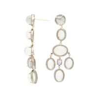 MOONSTONE, TANZANITE AND DIAMOND EARRINGS