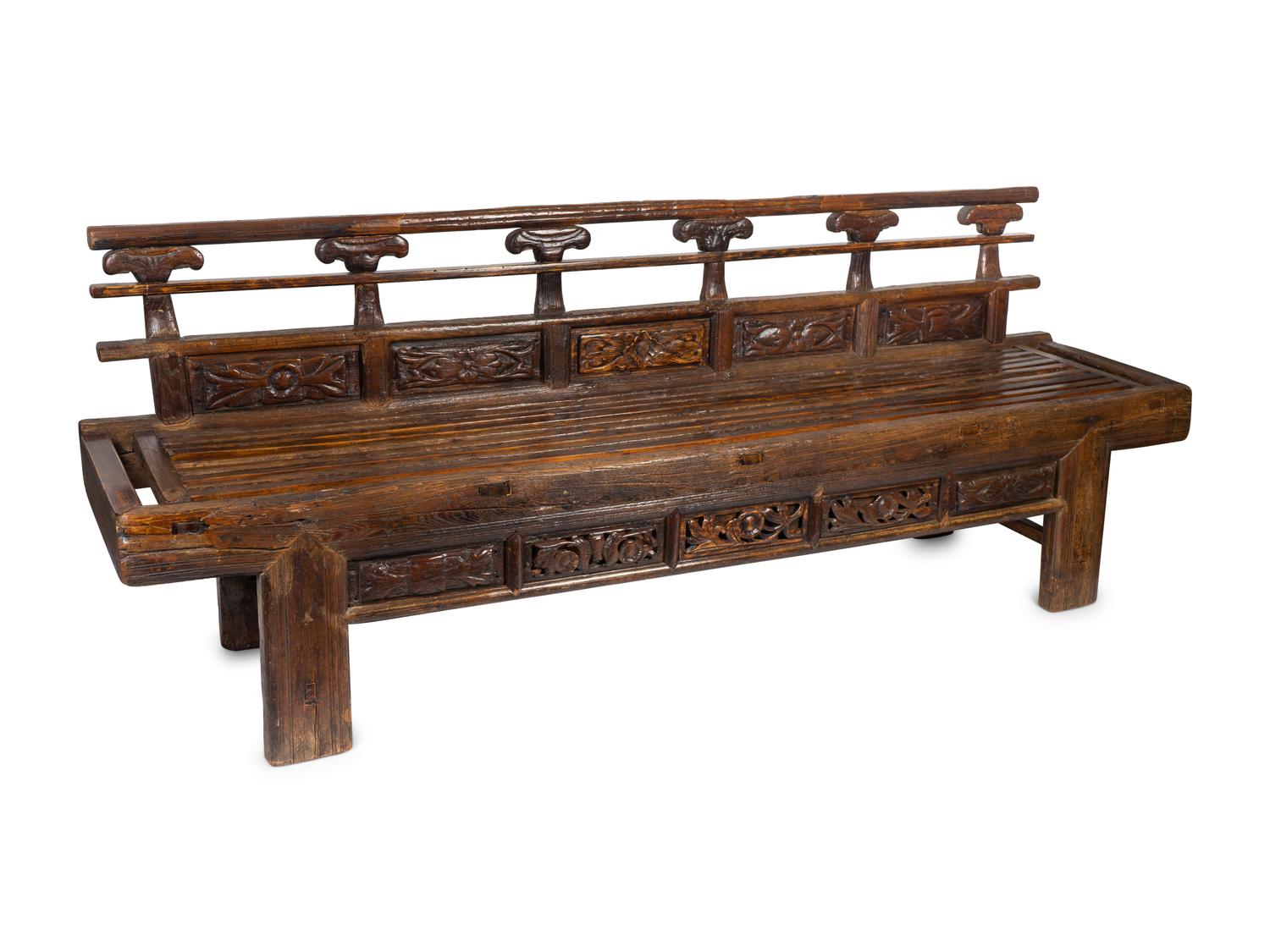 A South Asian Carved Wood Bench
