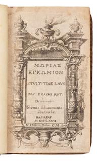 ERASMUS, Desiderius (1466?-1536). Moriae encomium. Basel: Typis Genathianis, 1676.