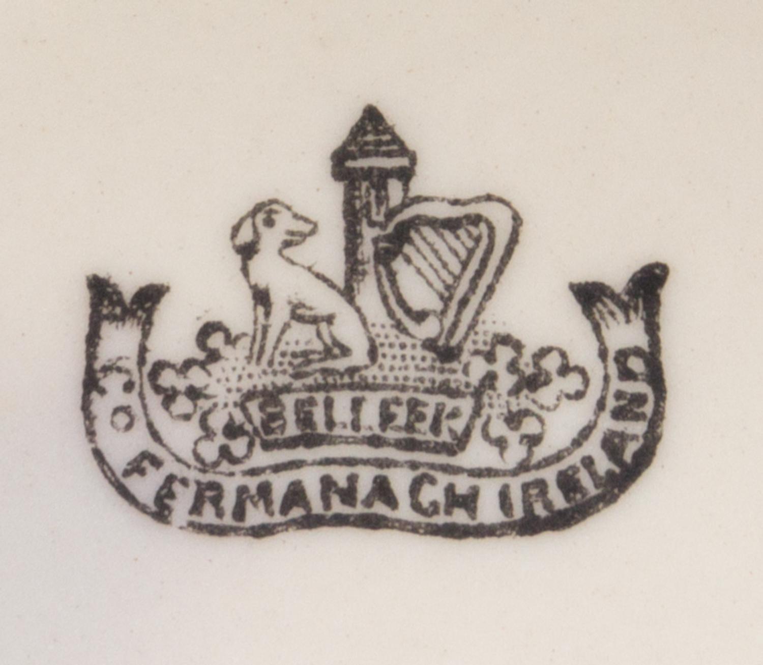A Belleek Basketweave Shamrock Tea Service Width of teapot 8 inches. — SECOND BLACK MARK (1891-1926)