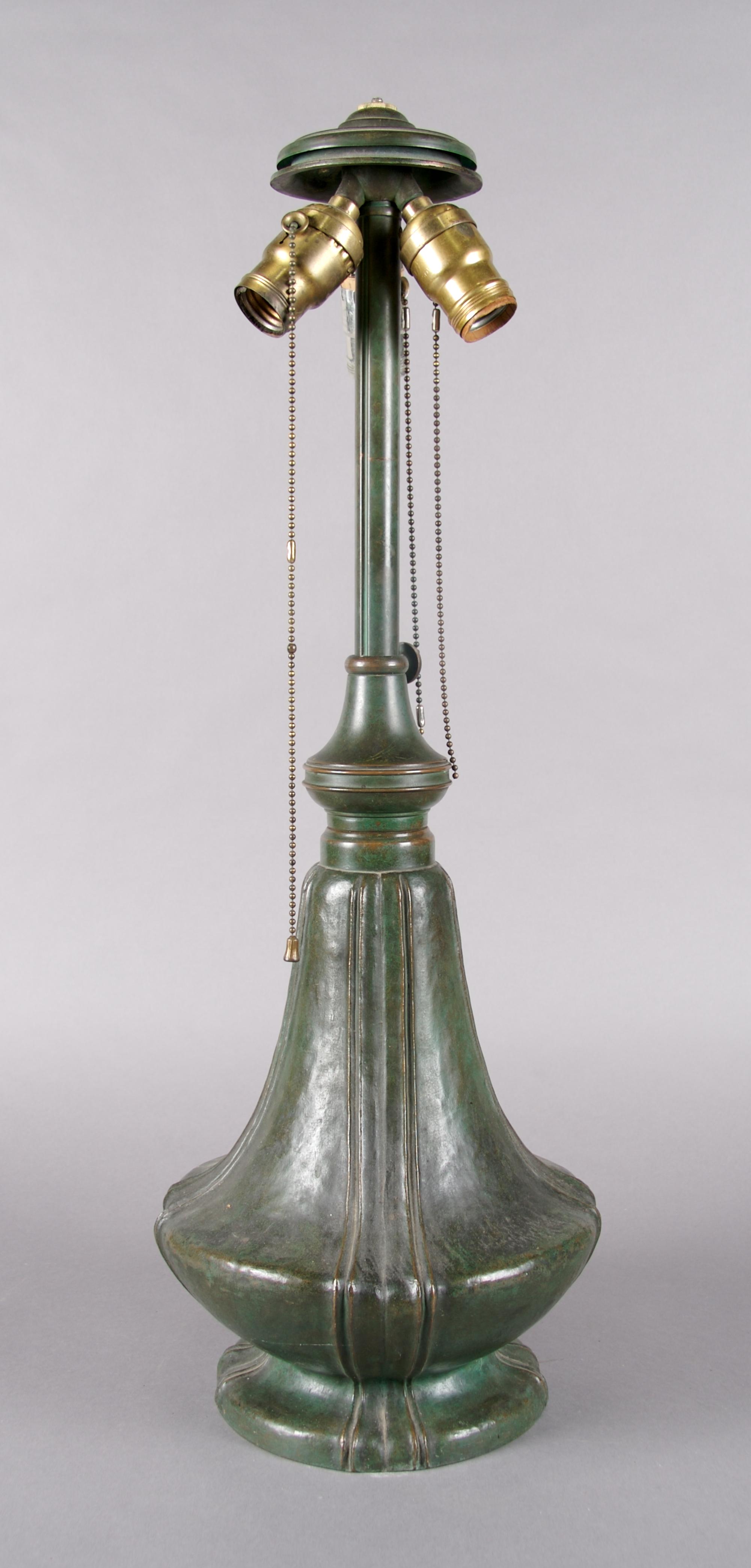 An American Bronze Lamp Base, Bradley and Hubbard, Height 28 1/2 inches.
