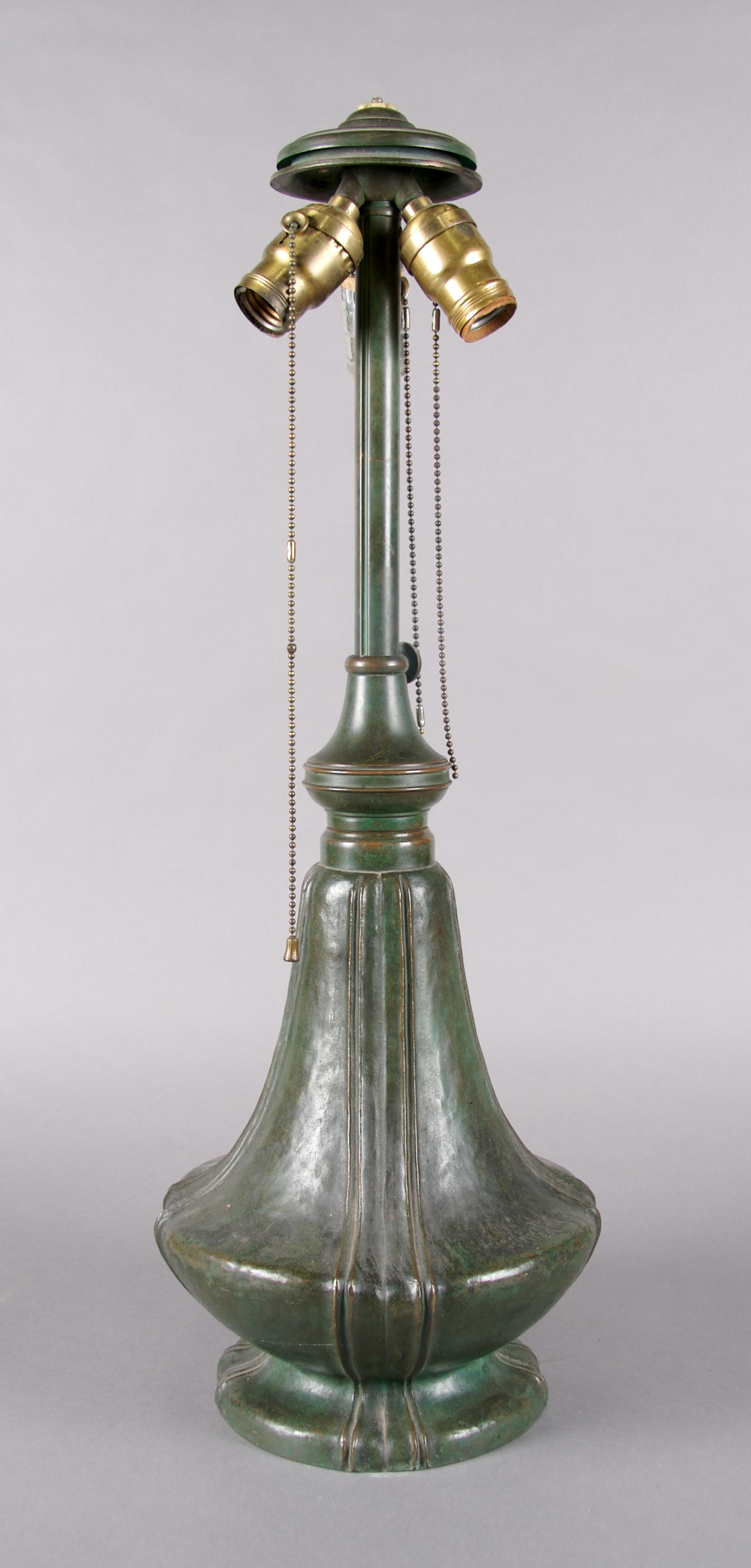An American Bronze Lamp Base, Bradley and Hubbard, Height 28 1/2 inches.
