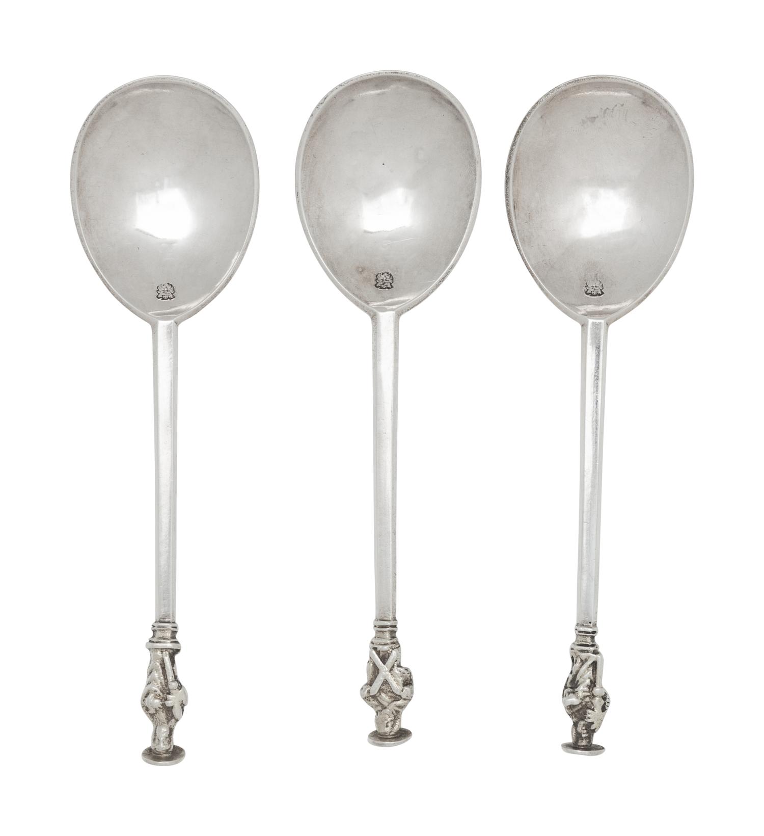 A Group of Three Charles II Silver Apostle Spoons