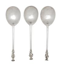 A Group of Three Charles II Silver Apostle Spoons