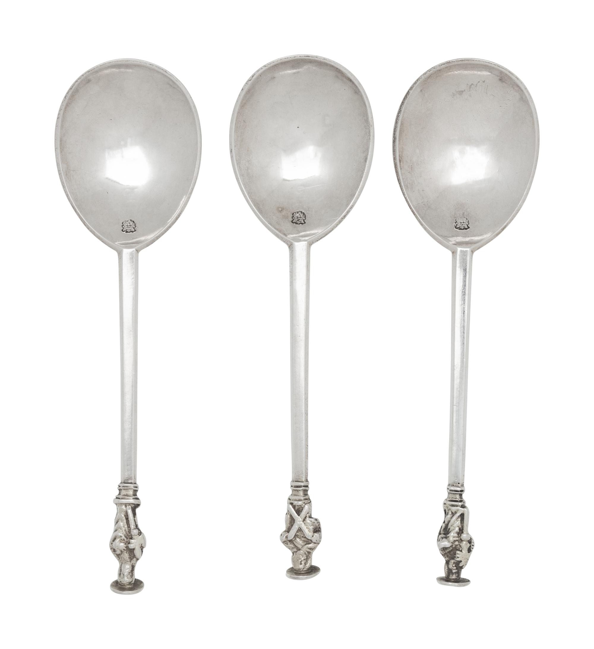 A Group of Three Charles II Silver Apostle Spoons
