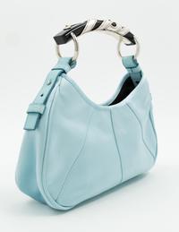 A Tom Ford for Yves Saint Laurent Blue Satin Mombasa Bag, 10" x 5" x 2.5"; Handle drop: 4".