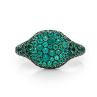 David Yurman, 'Petite Pavé,' Emerald and Blackened Gold Ring
