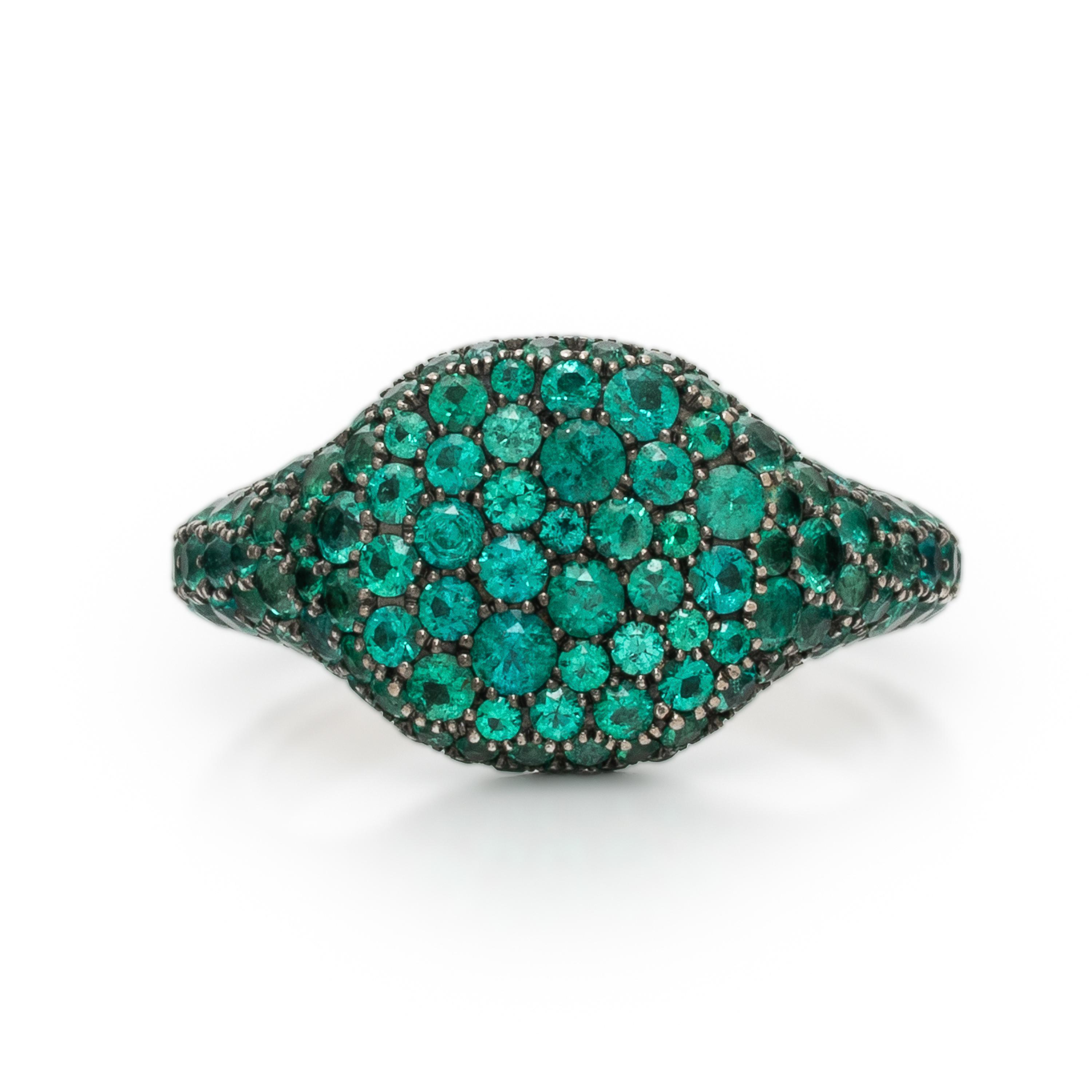 David Yurman, 'Petite Pavé,' Emerald and Blackened Gold Ring