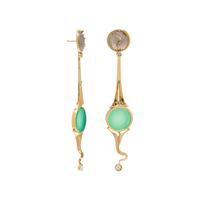 RICHARD KIMBALL, YELLOW GOLD, CHRYSOPRASE AND DIAMOND EARRINGS