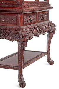 A Japanese Export Carved Hardwood Displaying Cabinet