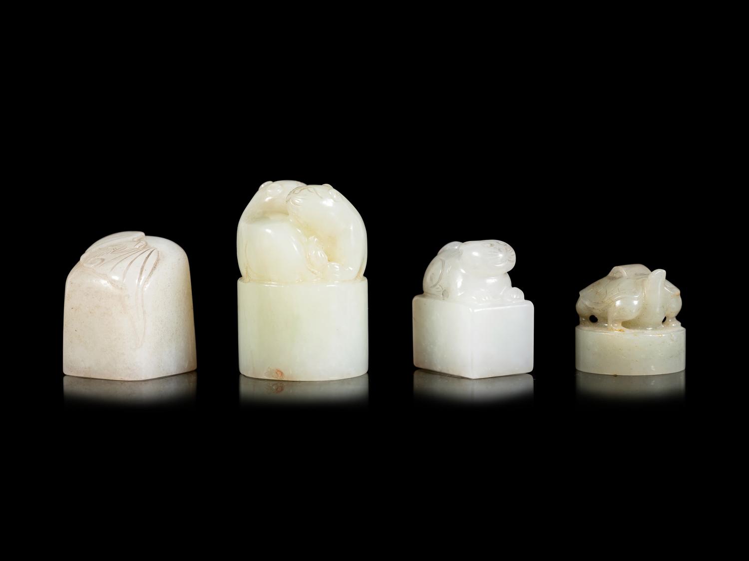 Four Chinese Celadon Jade Seals