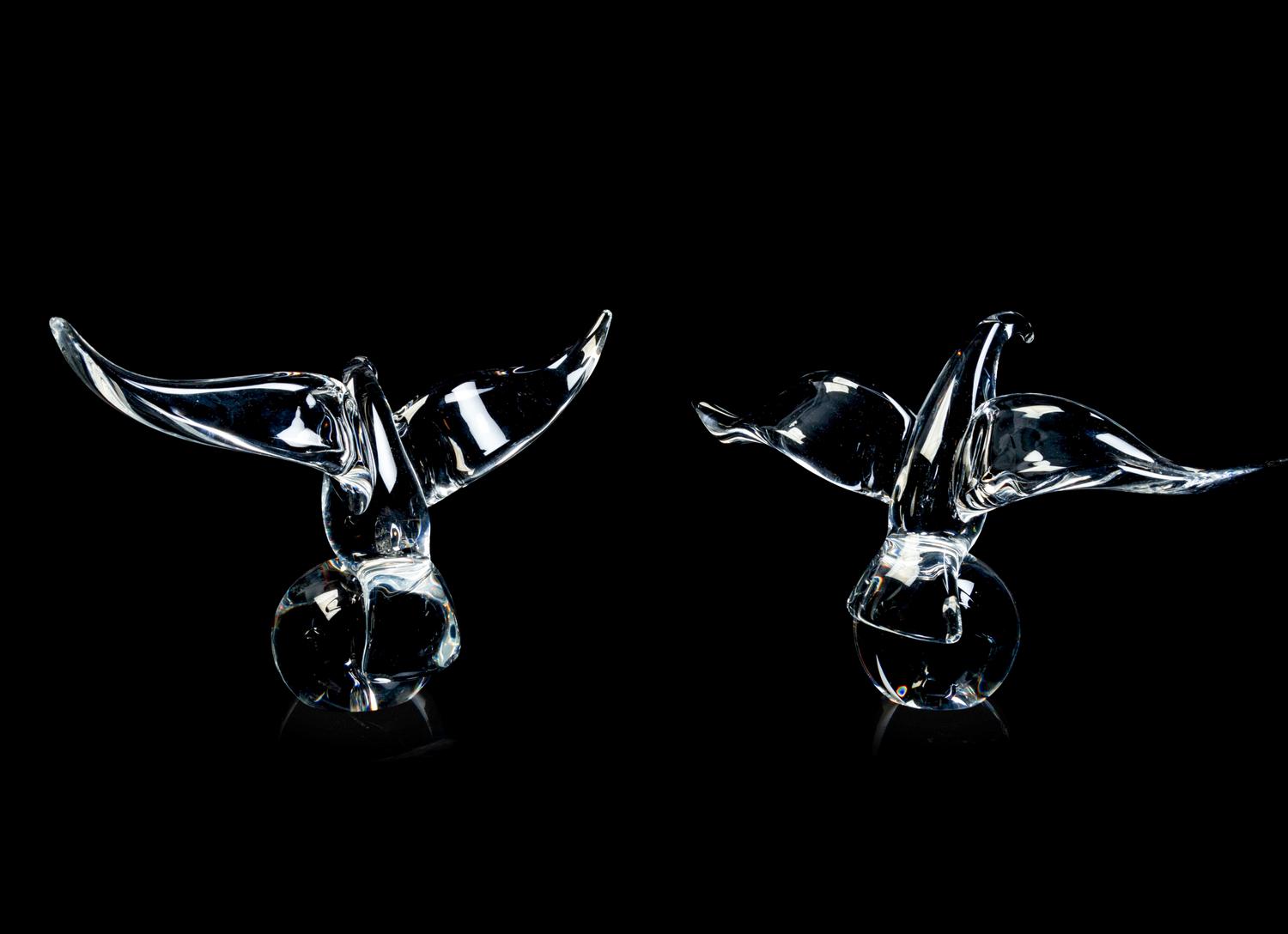 A Group of Five Steuben Glass Figures of Birds