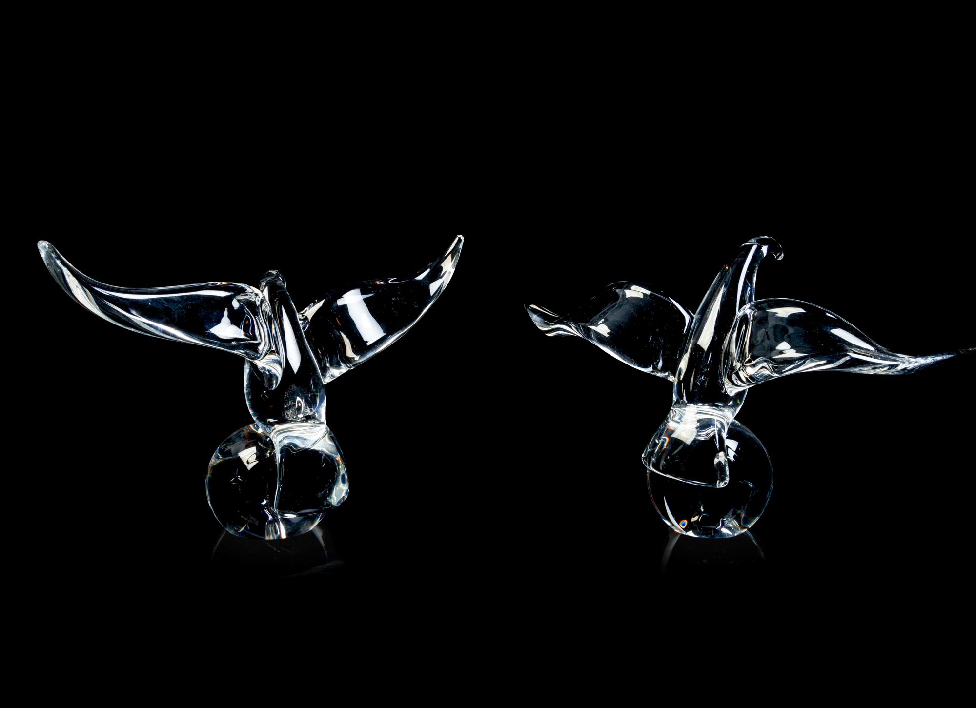 A Group of Five Steuben Glass Figures of Birds