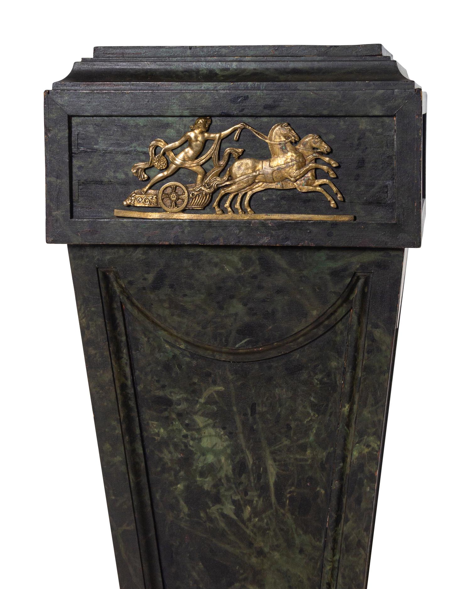 An Empire Style Gilt Metal Mounted Faux Marble Pedestal