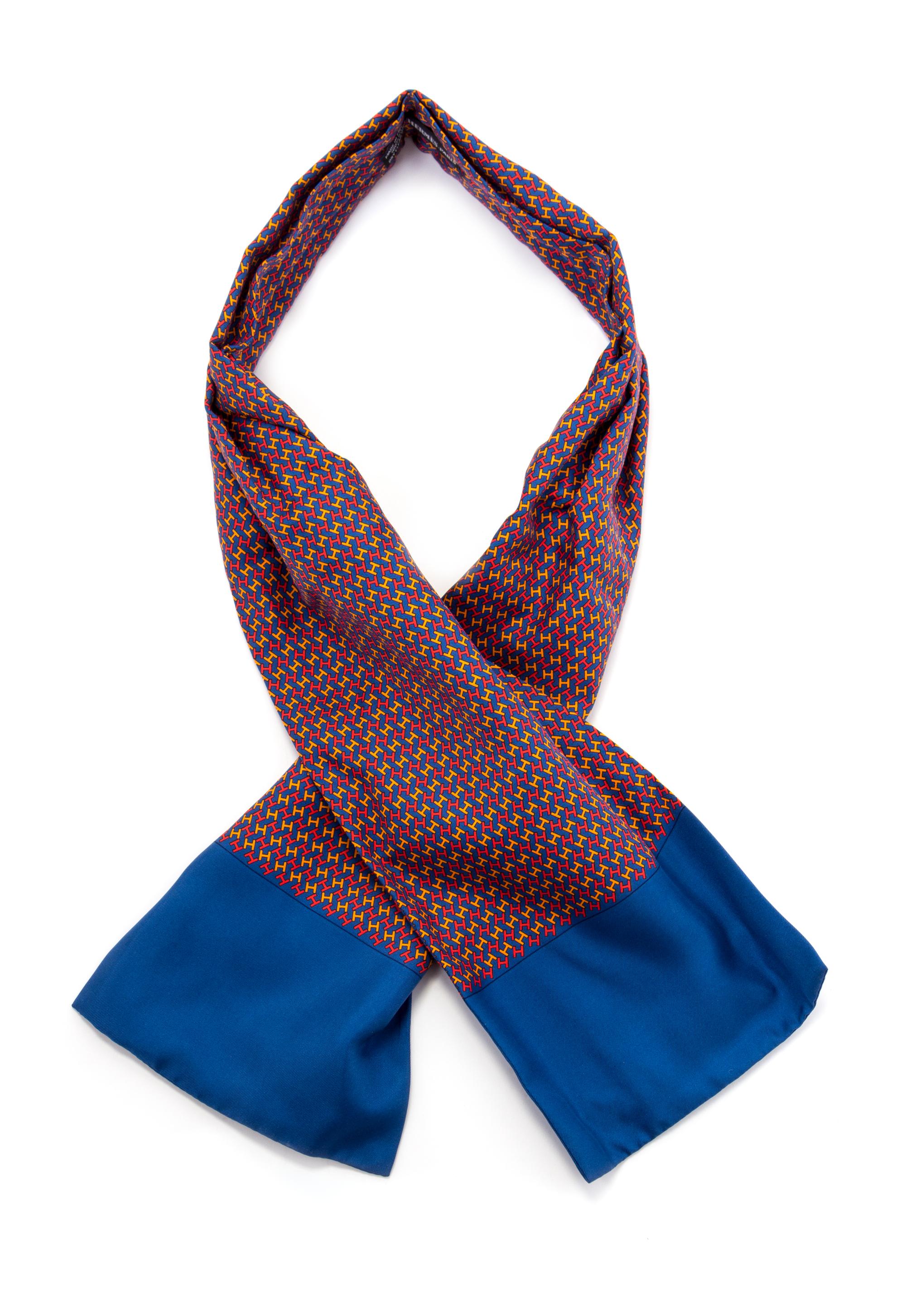 An Hermès Blue Silk Ascot,