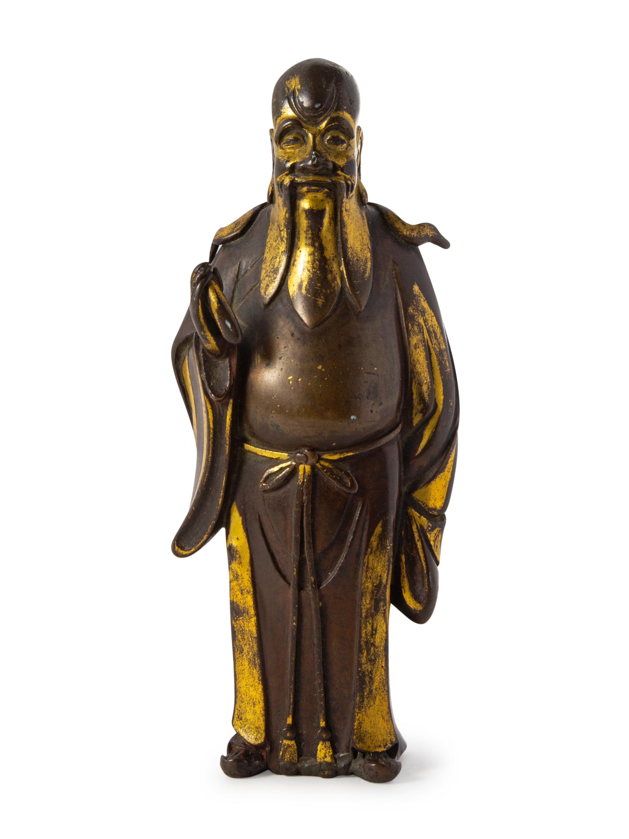 A Parcel-Gilt Bronze Figure of Shoulao